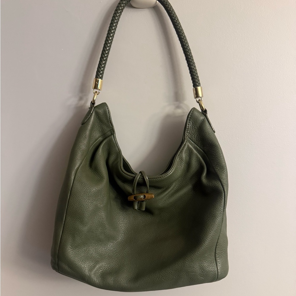 Talbots Olive Green Leather Hobo Shoulder Bag
